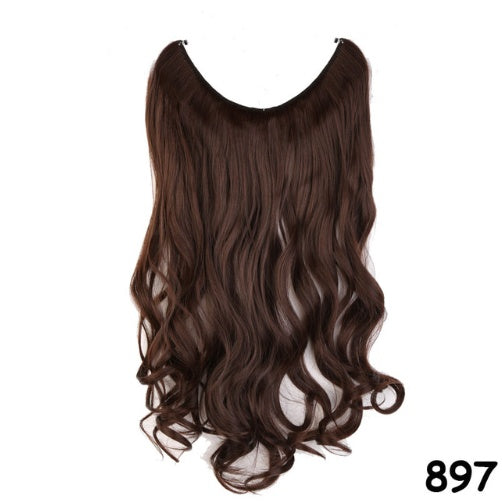 S-noilite 20 inches Invisible Wire No Clips in Hair Extensions Secret Fish Line Hairpieces Silky Straight Synthetic