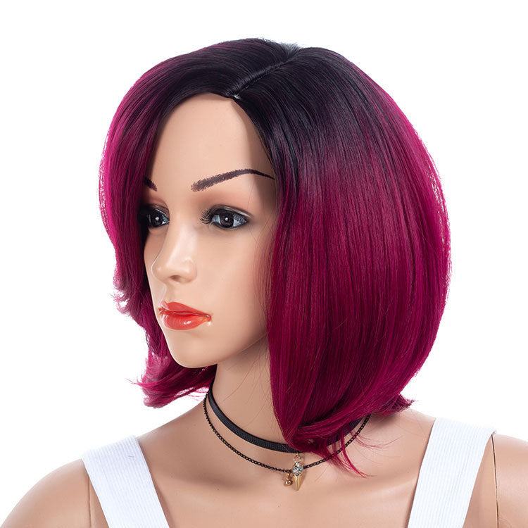 Gradient partial short curly hair wig wig