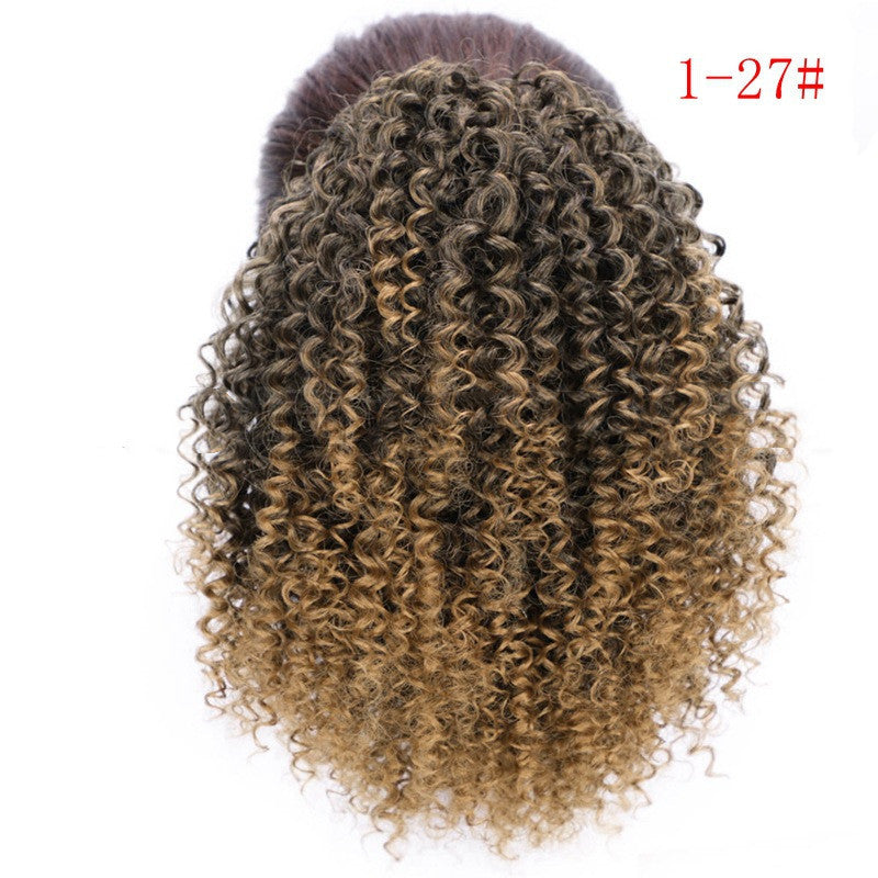 Women's African Drawstring Stretch Small Curly Wig