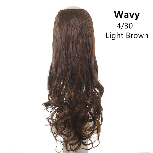 Wavy U Part Wigs for Women Clip in Hair Extension Invisible Half False Synthetic Wig Long Blonde Black Natural Hairpieces