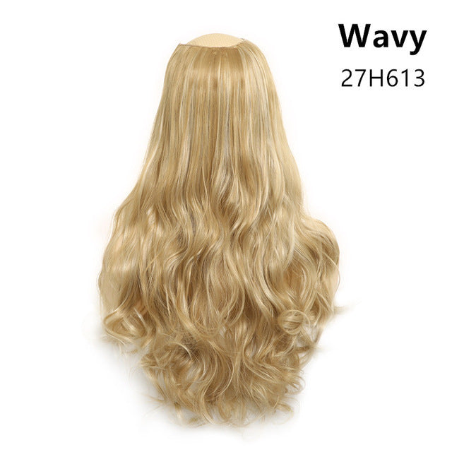 Wavy U Part Wigs for Women Clip in Hair Extension Invisible Half False Synthetic Wig Long Blonde Black Natural Hairpieces