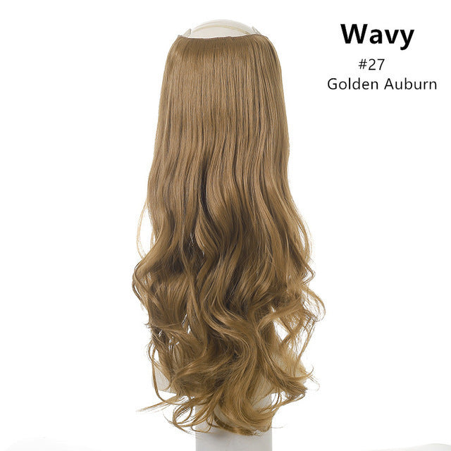 Wavy U Part Wigs for Women Clip in Hair Extension Invisible Half False Synthetic Wig Long Blonde Black Natural Hairpieces