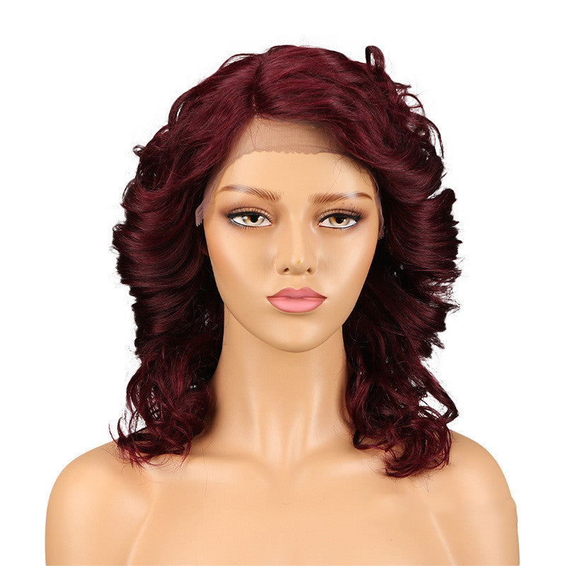 Real Hair Headgear Women Hair Stitch Lace Wig Long Curly Hair