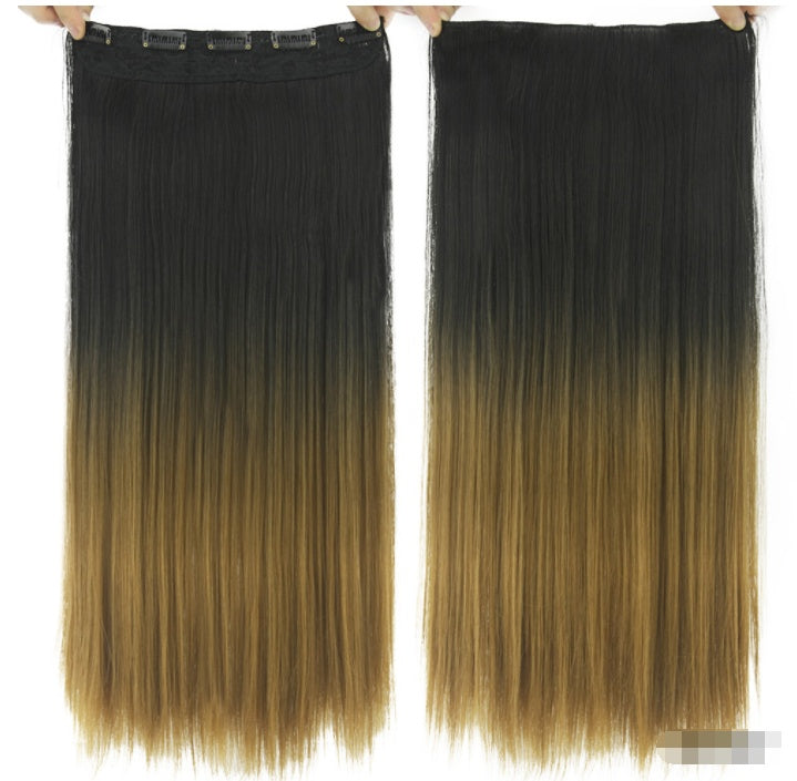 Dyed Gradual Straight Hair Clip Clip, Curtain T-color Hair Extension Piece