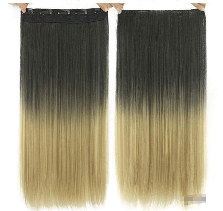 Dyed Gradual Straight Hair Clip Clip, Curtain T-color Hair Extension Piece