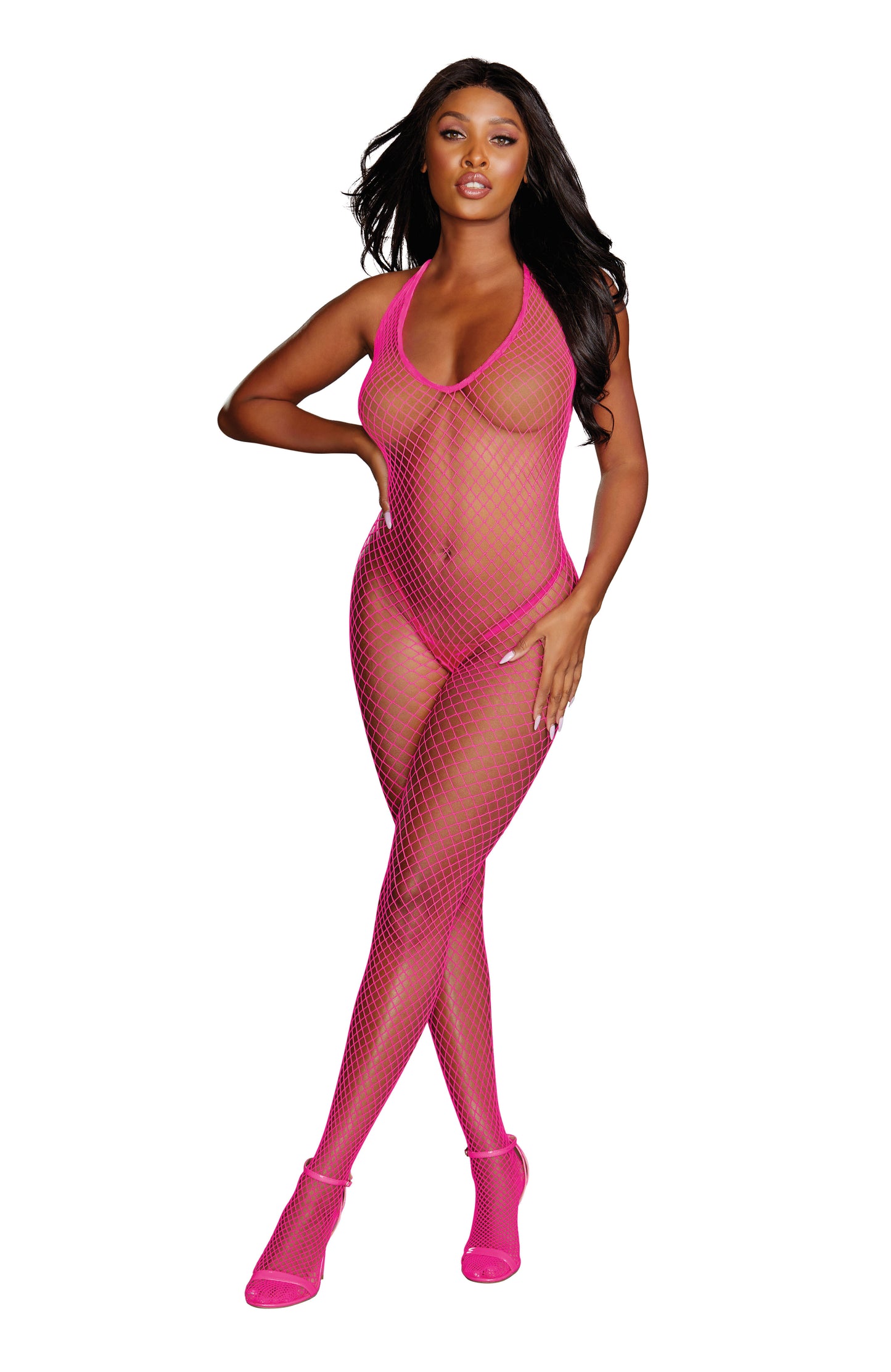 Diamond Net Bodystocking - One Size - Neon Pink DG-0079NNPKOS