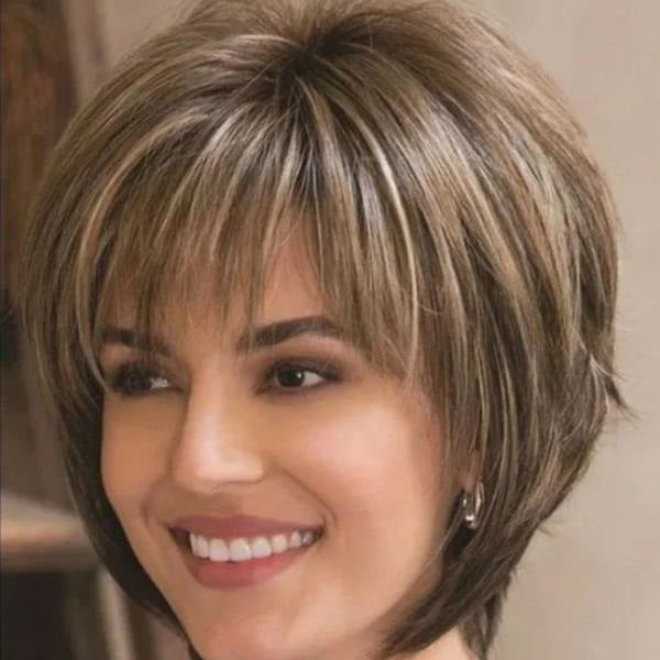 Mixed Blonde Brown Short Wigs Natural Hair Wigs Heat Resistant Hair Wig