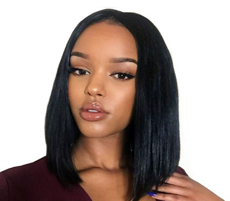 Mid-point black straight hair hood