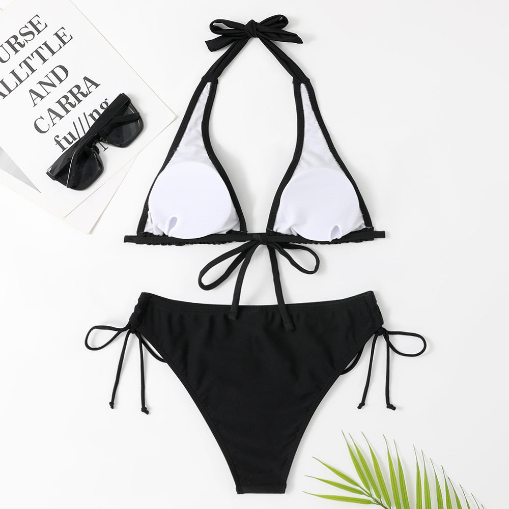 New Style Swimwear Strap Style Bikini Solid Color Swimwear