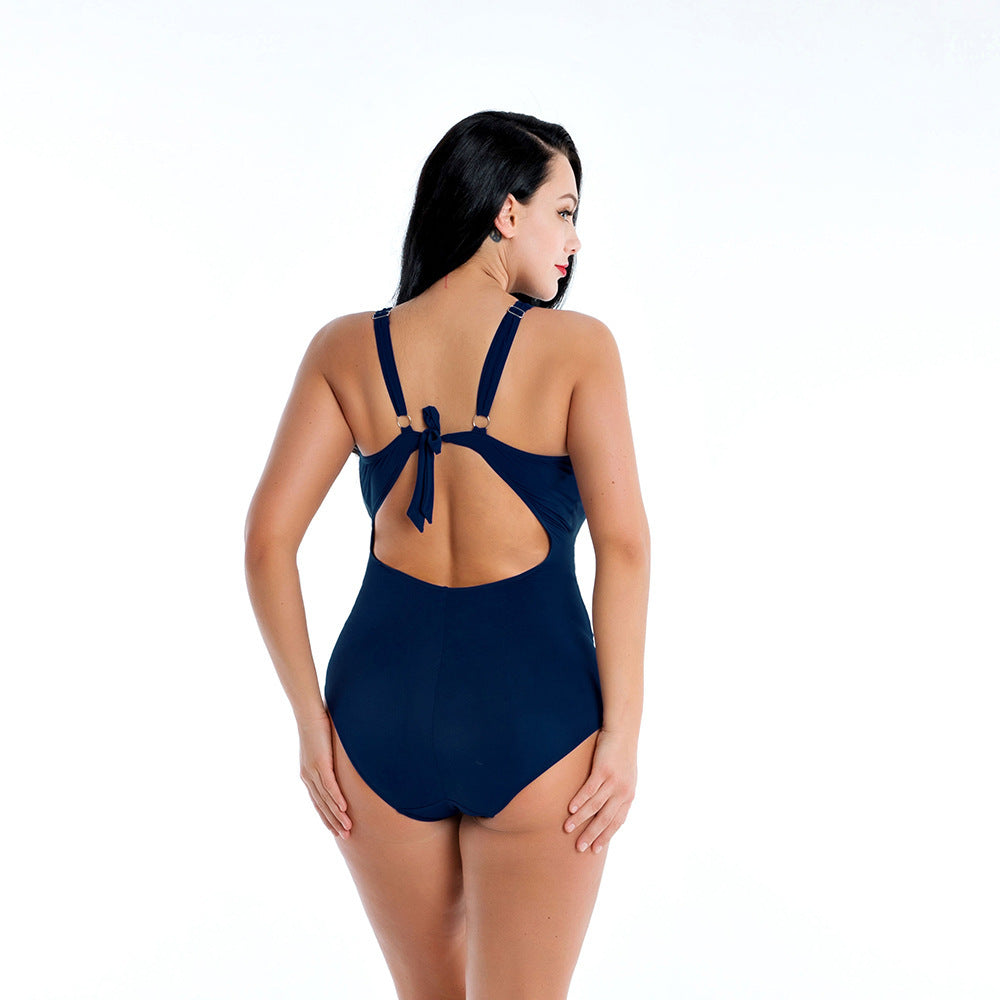 One-piece high waist plus size swimwear