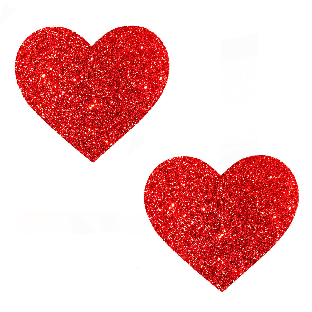 Ravish Me Red Glitter I Heart U Nipztix Pasties NN-RMR-HRT-NS