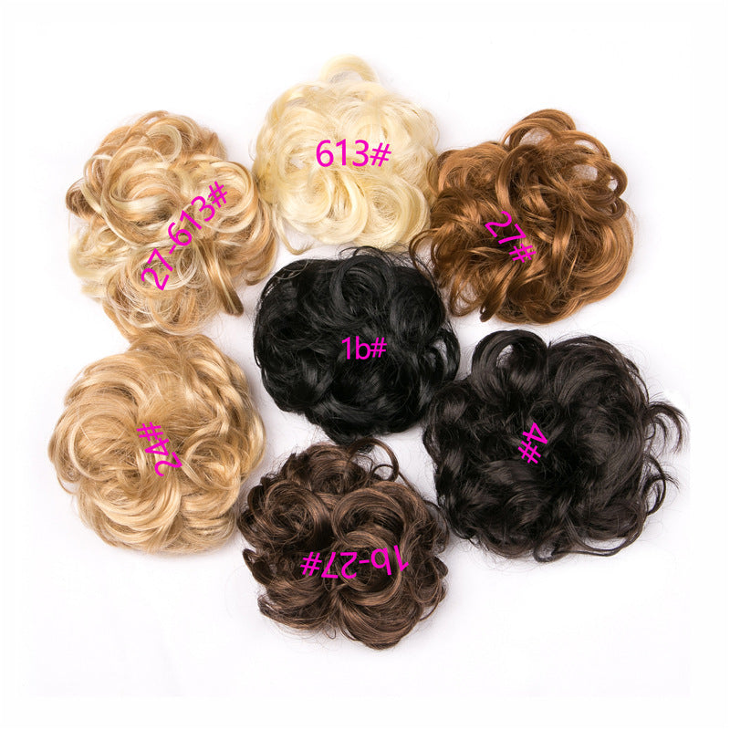 Europe, Japan, and South Korea popular hair bun fluffy natural drawstring curly hair ball head hair ring hair set female hair accessories chemical fiber hair