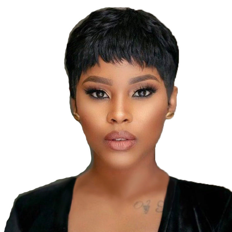 Short Hair Female African Black Short Hair Chemical Fiber Mechanism Headgear