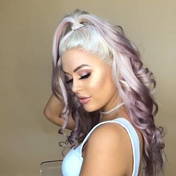 Gradient lilac long straight hair