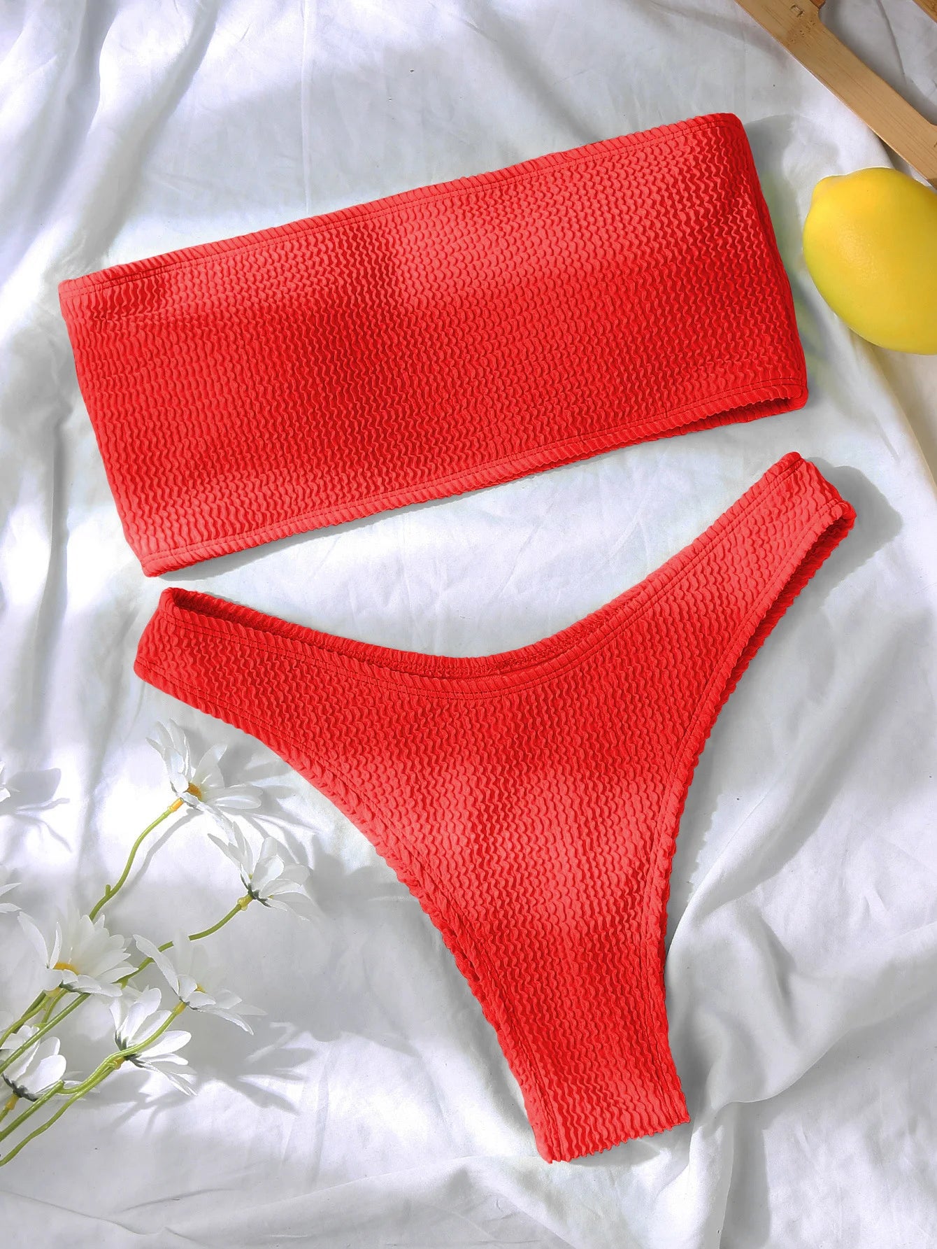 Fashion Bikini Textured Swimwear Women 2024 High Cut Swimsuit Women Bathing Suits Solid Brazilian Bikinis Set