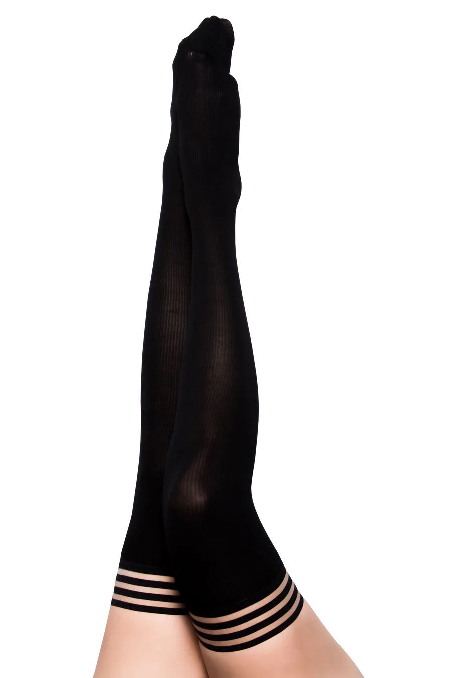 Dana Lynn - Ribbed Thigh High - Size C - Black KX-1303C-BLK-C