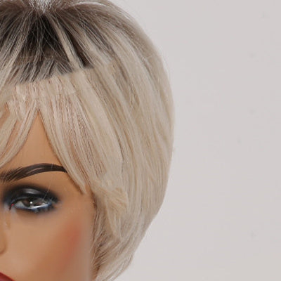 Short Straight Ombre Blonde Synthetic Hair Wigs With Bangs