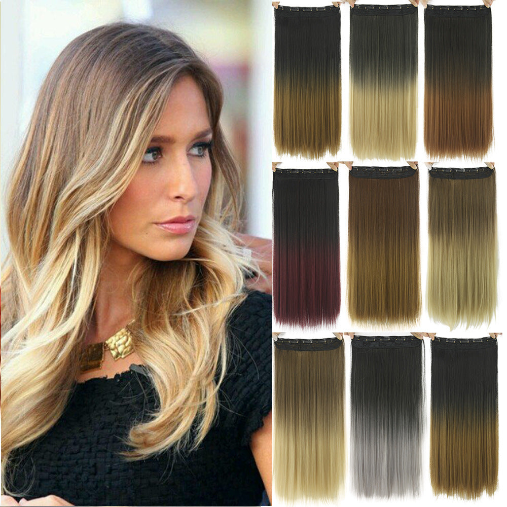 Dyed Gradual Straight Hair Clip Clip, Curtain T-color Hair Extension Piece