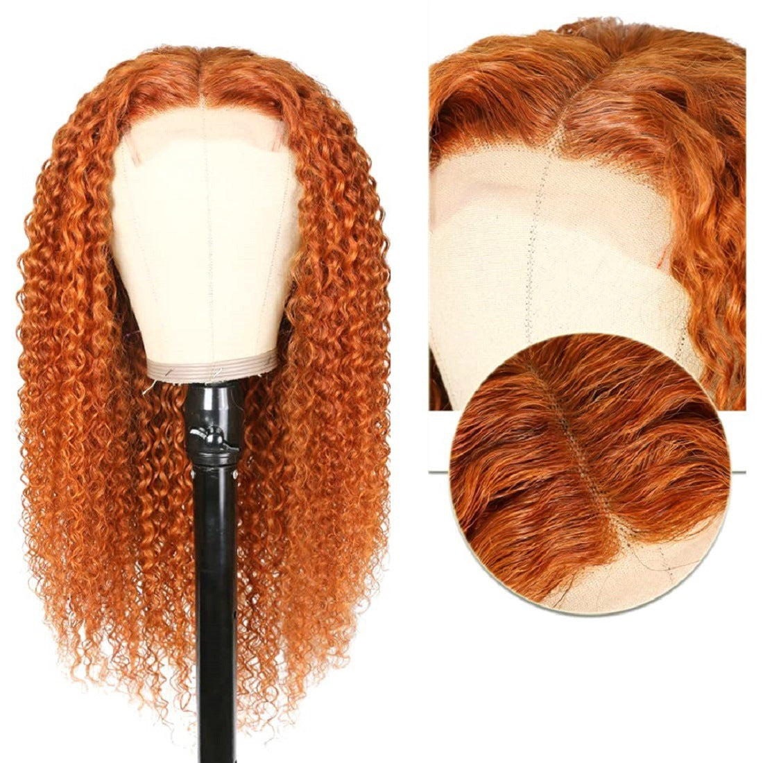 Front Lace Small Curly Orange Curly Hair Chemical Fiber Fake Head Cover