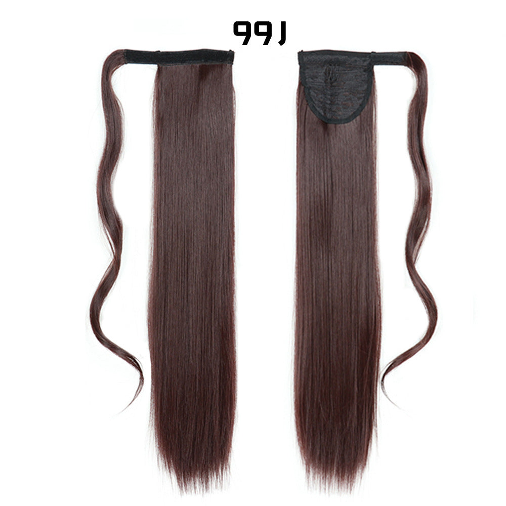 European And American Long Straight Hair Velcro Ponytail