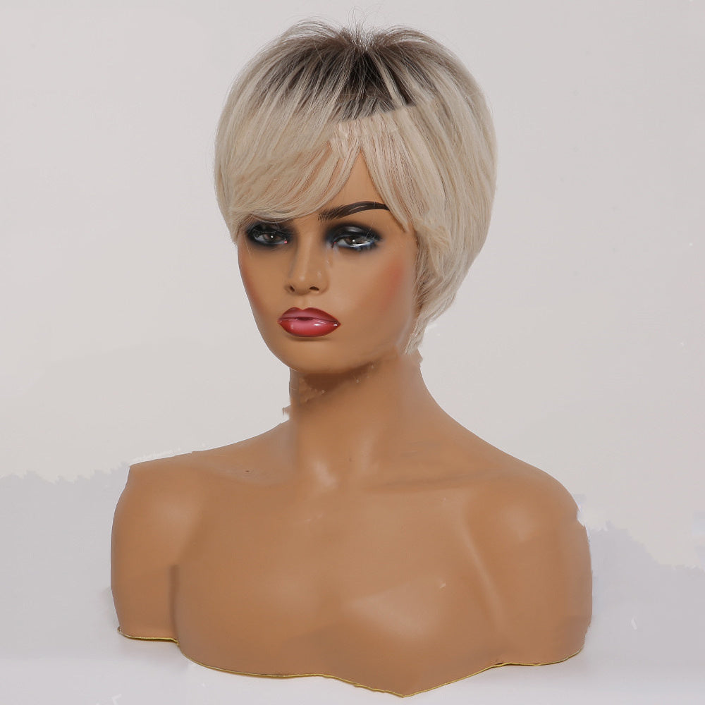 Short Straight Ombre Blonde Synthetic Hair Wigs With Bangs