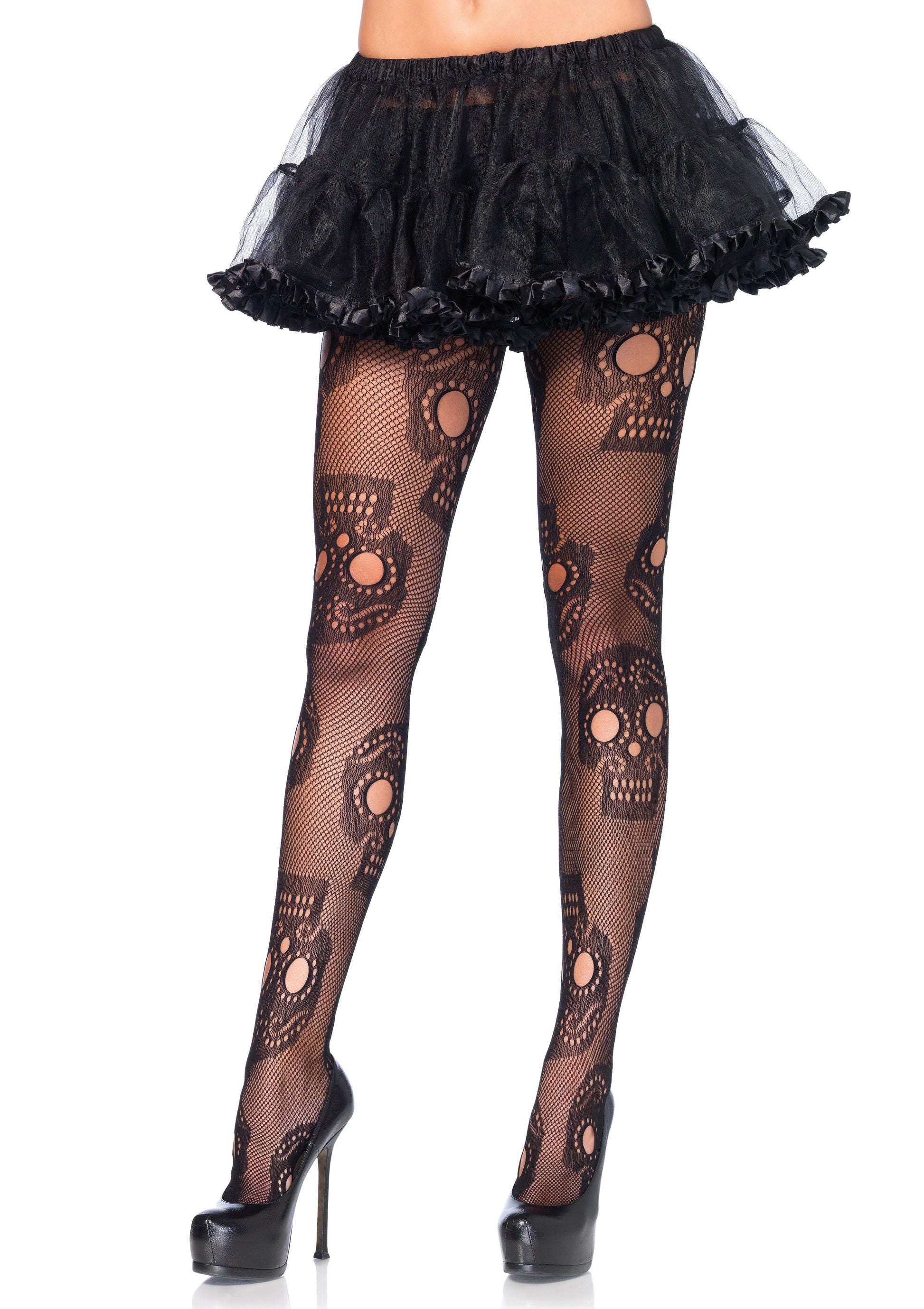 Sugar Skull Net Pantyhose - One Size LA-9982