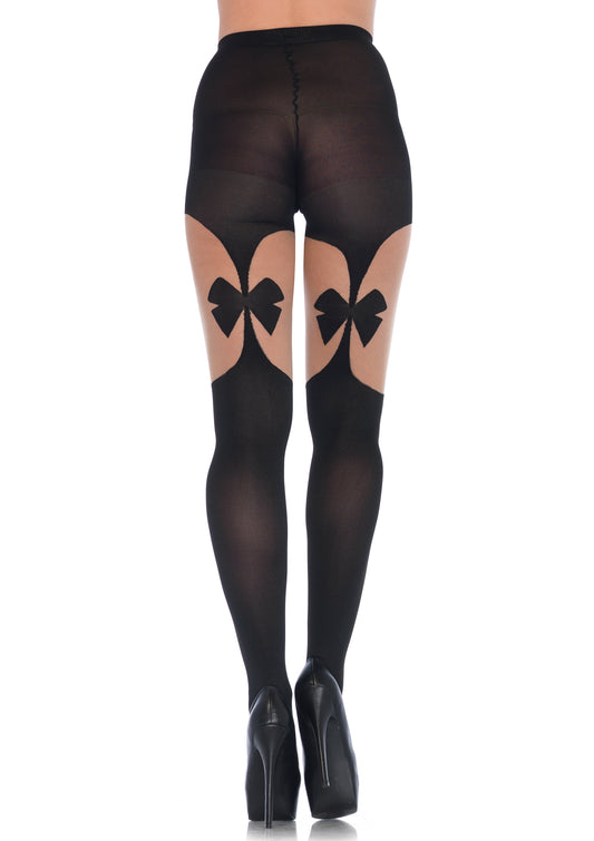 Illusion Bow Garterbelt Tights - One Size LA-7732