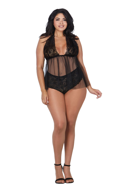 Babydoll & Panty - Queen - Black DG-12190BLKQ