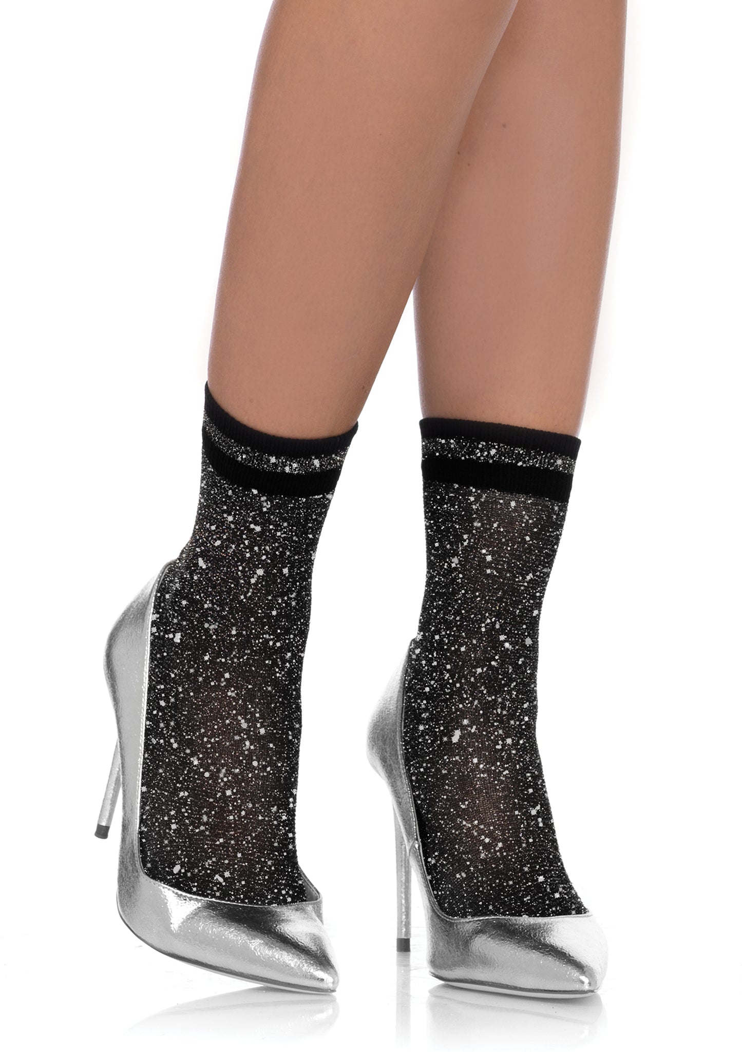 Lurex Anklets - Black/ Silver LA-3041BLKSIL