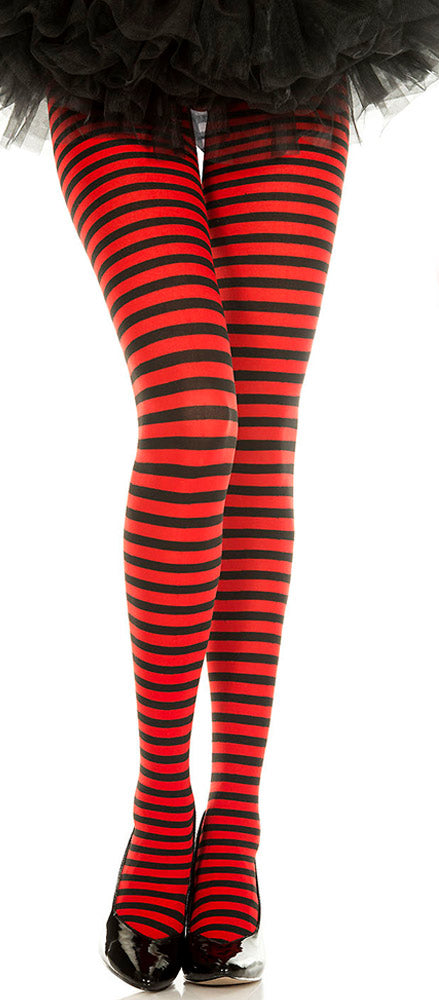 Striped Tights - One Size - Black/red ML-7471-BLKRED